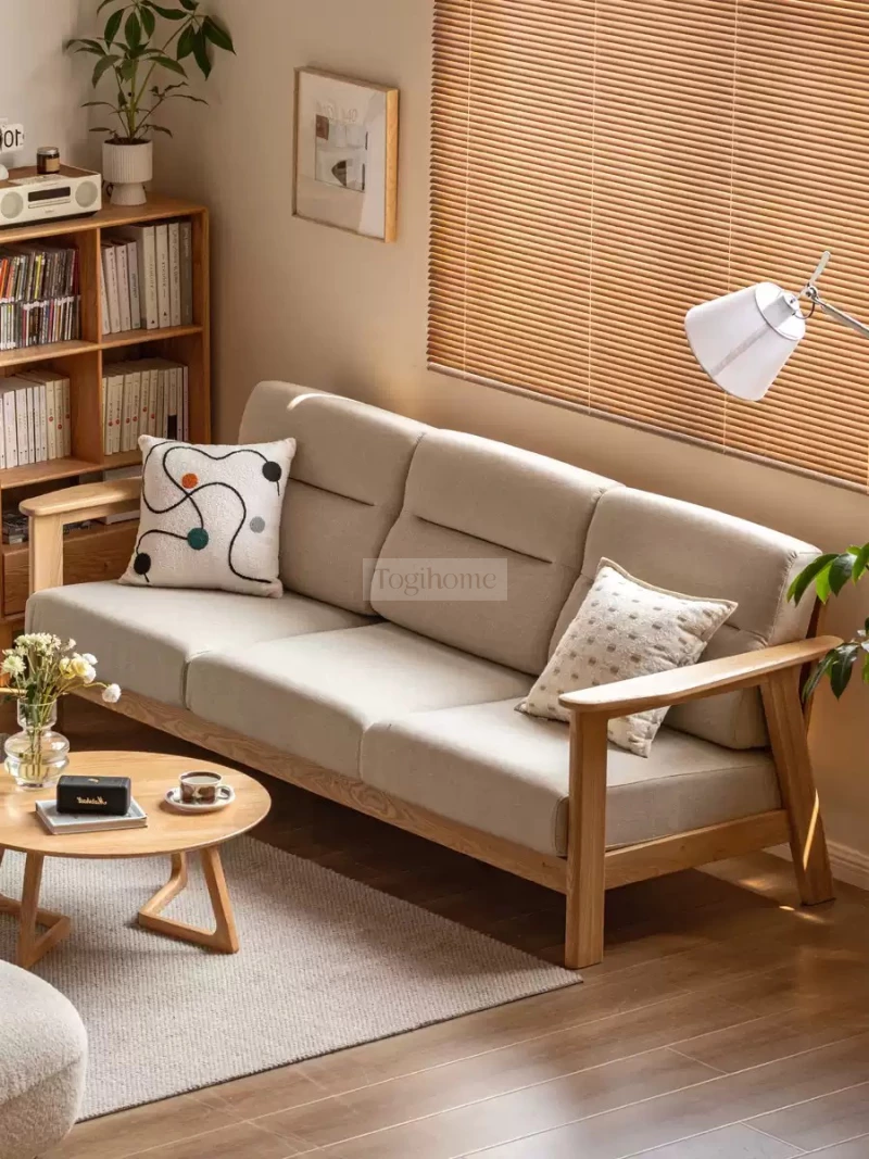 Sofa phòng khách gỗ tự nhiên hiện đại Togismart M68 nổi bật với thiết kế tinh giản, chất liệu gỗ tự nhiên bền đẹp, kết hợp đệm ngồi êm ái. Mẫu sofa lý tưởng cho không gian sống hiện đại, mang lại sự ấm áp, tiện nghi và sang trọng cho phòng khách của bạn.