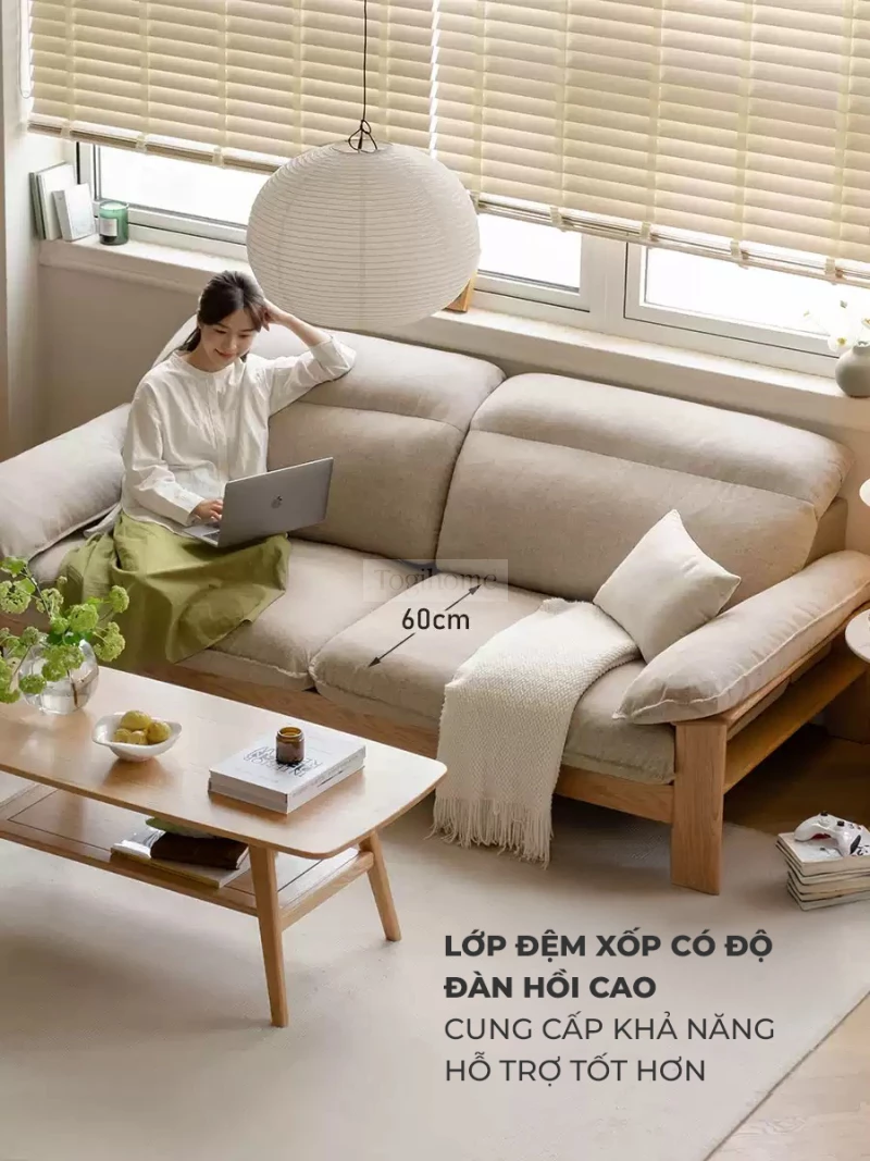 Sofa Phòng Khách Gỗ Tự Nhiên Hiện Đại Togismart M69:  Sofa phòng khách gỗ tự nhiên hiện đại Togismart M69 mang phong cách tối giản, sang trọng, kết cấu chắc chắn từ gỗ tự nhiên cao cấp. Đệm ngồi êm ái, màu sắc trang nhã, phù hợp nhiều không gian nội thất. Lựa chọn lý tưởng cho phòng khách hiện đại, ấm cúng.