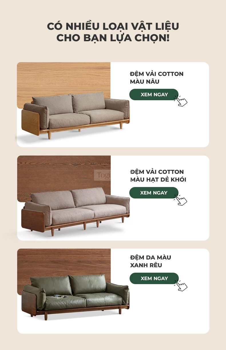 Sofa Phòng Khách Gỗ Tự Nhiên Hiện Đại Togismart M71 mang thiết kế hiện đại tối giản, khung gỗ chắc chắn, đệm êm thoải mái. Phù hợp với nhiều không gian sống từ căn hộ đến nhà phố. Sản phẩm giúp tăng tính thẩm mỹ và mang lại trải nghiệm ngồi thư giãn lý tưởng.