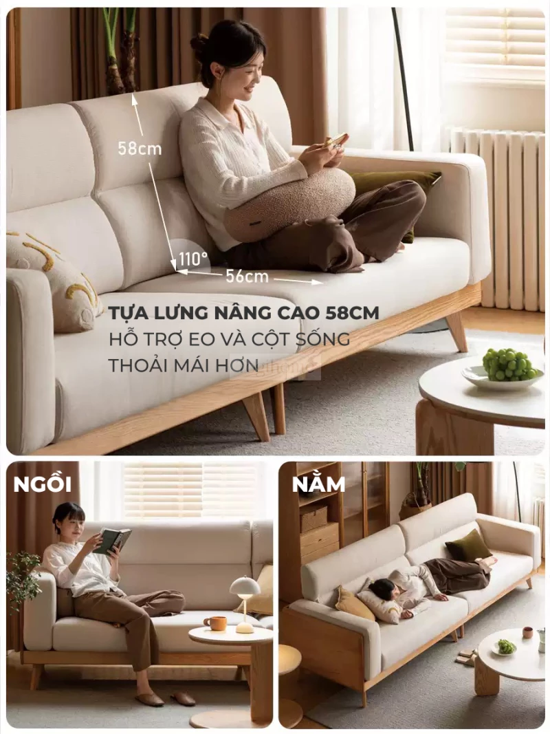 Sofa Phòng Khách Gỗ Tự Nhiên Hiện Đại Togismart M72 nổi bật với thiết kế tối giản, khung gỗ chắc chắn, đệm ngồi êm ái. Phù hợp với nhiều phong cách nội thất hiện đại. Sản phẩm mang đến vẻ đẹp sang trọng và tiện nghi cho không gian sống của bạn.