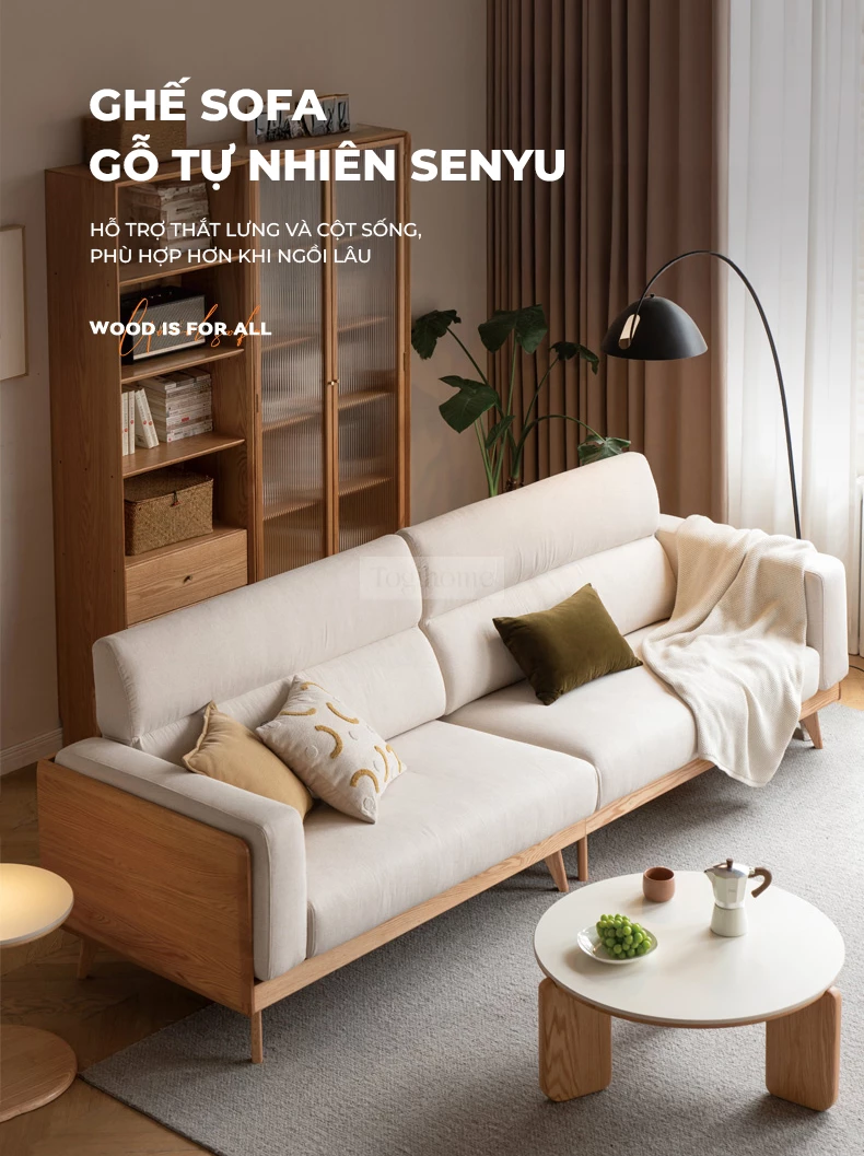 Sofa Phòng Khách Gỗ Tự Nhiên Hiện Đại Togismart M72 nổi bật với thiết kế tối giản, khung gỗ chắc chắn, đệm ngồi êm ái. Phù hợp với nhiều phong cách nội thất hiện đại. Sản phẩm mang đến vẻ đẹp sang trọng và tiện nghi cho không gian sống của bạn.