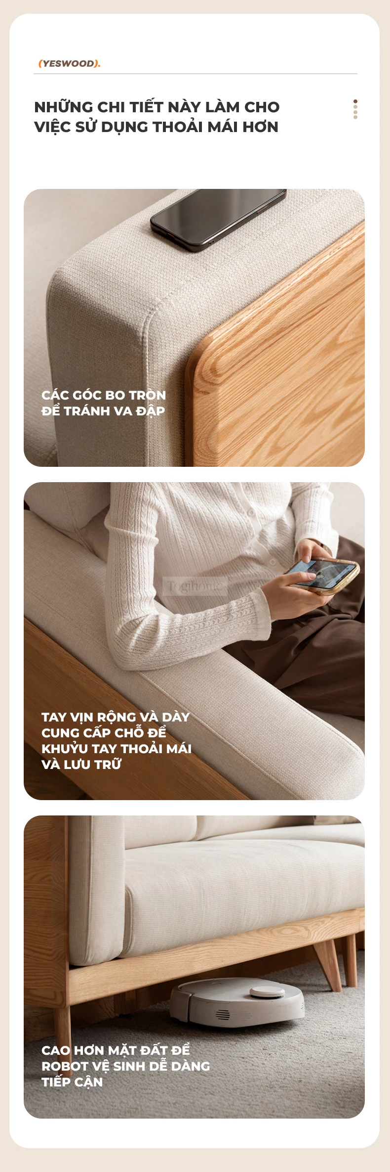 Sofa Phòng Khách Gỗ Tự Nhiên Hiện Đại Togismart M72 nổi bật với thiết kế tối giản, khung gỗ chắc chắn, đệm ngồi êm ái. Phù hợp với nhiều phong cách nội thất hiện đại. Sản phẩm mang đến vẻ đẹp sang trọng và tiện nghi cho không gian sống của bạn.