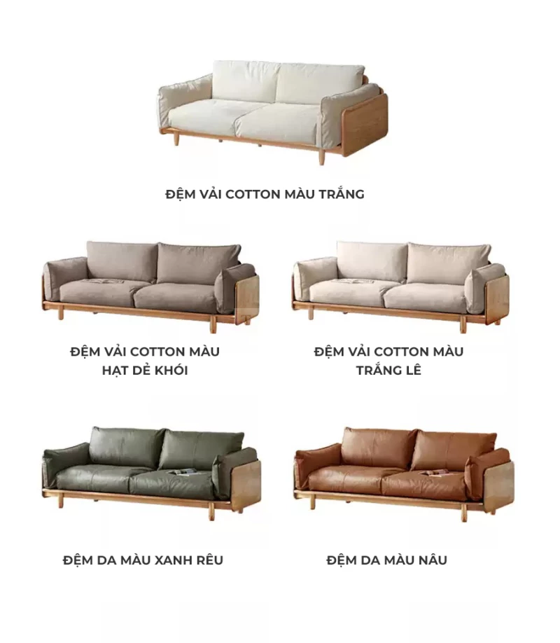 Sofa Phòng Khách Gỗ Tự Nhiên Hiện Đại Togismart M74 mang phong cách hiện đại tối giản, khung gỗ chắc chắn, đệm êm thoải mái. Thiết kế thanh lịch phù hợp nhiều không gian sống, tạo điểm nhấn tinh tế cho phòng khách, nâng cao giá trị thẩm mỹ và tiện nghi cho ngôi nhà.