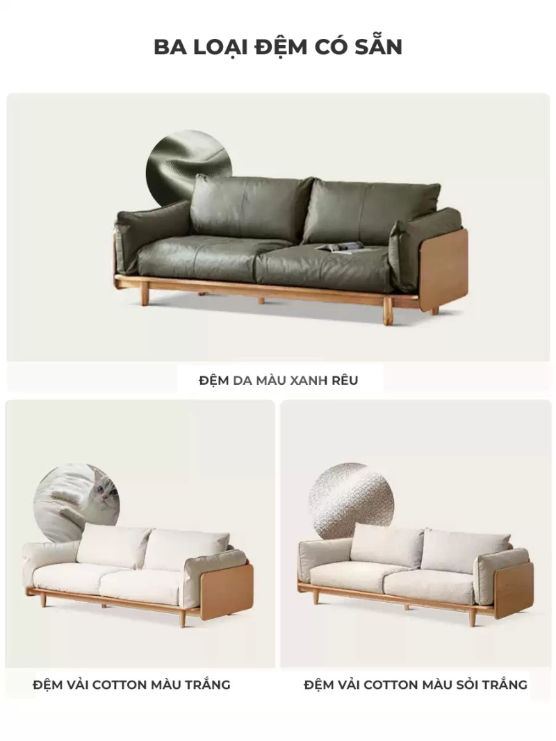 Sofa Phòng Khách Gỗ Tự Nhiên Hiện Đại Togismart M74 mang phong cách hiện đại tối giản, khung gỗ chắc chắn, đệm êm thoải mái. Thiết kế thanh lịch phù hợp nhiều không gian sống, tạo điểm nhấn tinh tế cho phòng khách, nâng cao giá trị thẩm mỹ và tiện nghi cho ngôi nhà.