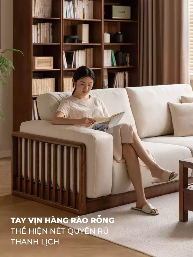 Sofa Phòng Khách Gỗ Tự Nhiên Hiện Đại Togismart M76 mang phong cách hiện đại với khung gỗ tự nhiên chắc chắn, đệm vải cao cấp êm ái. Thiết kế tối giản, tinh tế phù hợp mọi không gian phòng khách. Sản phẩm kết hợp giữa thẩm mỹ và công năng, đem lại sự sang trọng và thoải mái vượt trội.