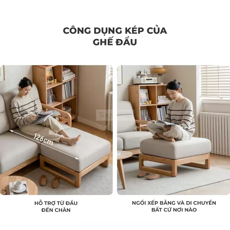 Sofa Phòng Khách Gỗ Tự Nhiên Hiện Đại Togismart M80 mang phong cách hiện đại, được làm từ gỗ tự nhiên bền bỉ, kết hợp đệm ngồi êm ái. Thiết kế tối giản nhưng tinh tế, phù hợp với nhiều không gian sống. Là lựa chọn lý tưởng để nâng tầm thẩm mỹ và tiện nghi cho phòng khách của bạn.