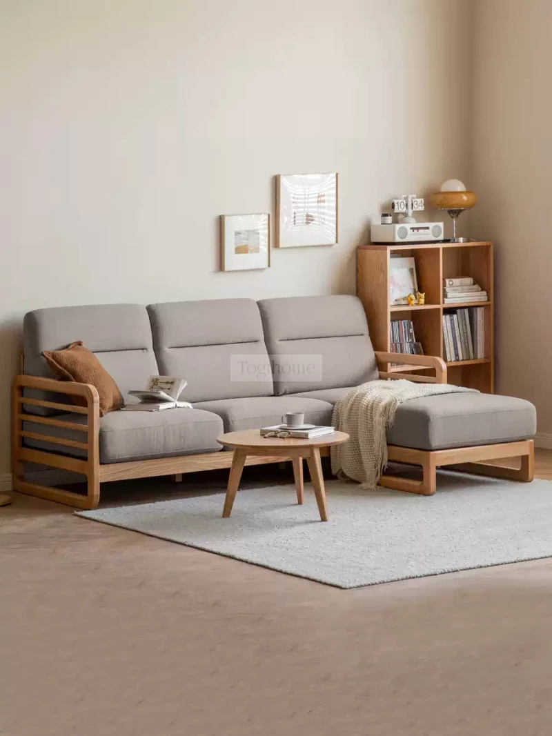 Sofa Phòng Khách Gỗ Tự Nhiên Hiện Đại Togismart M80 mang phong cách hiện đại, được làm từ gỗ tự nhiên bền bỉ, kết hợp đệm ngồi êm ái. Thiết kế tối giản nhưng tinh tế, phù hợp với nhiều không gian sống. Là lựa chọn lý tưởng để nâng tầm thẩm mỹ và tiện nghi cho phòng khách của bạn.
