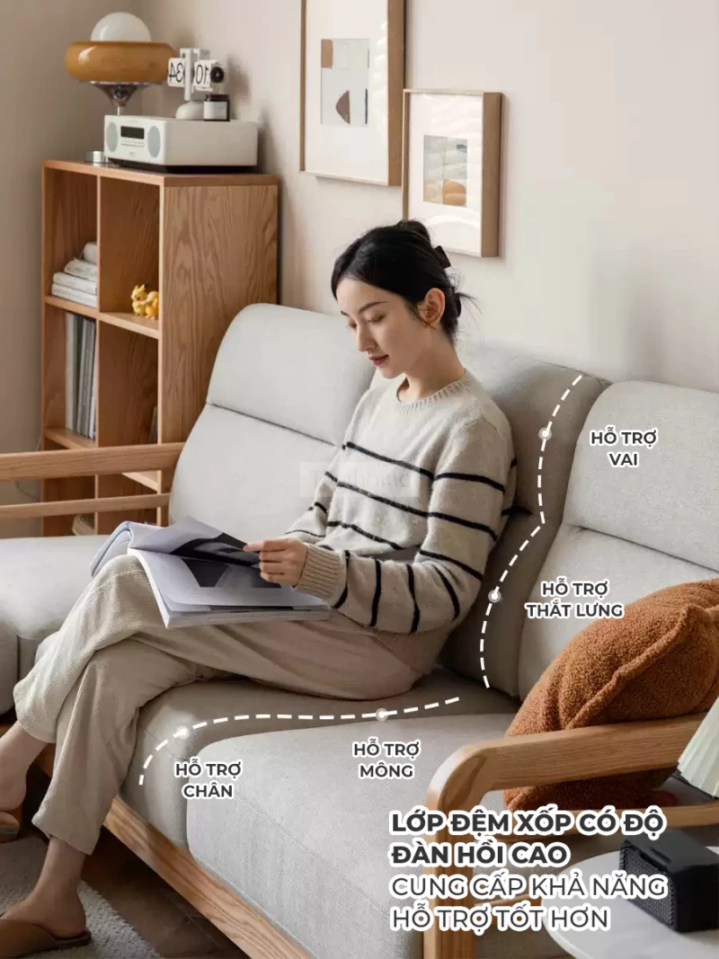Sofa Phòng Khách Gỗ Tự Nhiên Hiện Đại Togismart M80 mang phong cách hiện đại, được làm từ gỗ tự nhiên bền bỉ, kết hợp đệm ngồi êm ái. Thiết kế tối giản nhưng tinh tế, phù hợp với nhiều không gian sống. Là lựa chọn lý tưởng để nâng tầm thẩm mỹ và tiện nghi cho phòng khách của bạn.