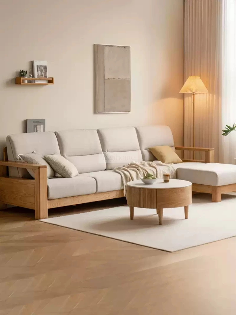 Sofa Phòng Khách Gỗ Tự Nhiên Hiện Đại Togismart M82 mang phong cách hiện đại, khung gỗ tự nhiên chắc chắn, bề mặt đệm vải/da cao cấp êm ái. Thiết kế tinh tế với đường nét tối giản phù hợp cho phòng khách sang trọng, tiện nghi. Lựa chọn hoàn hảo cho không gian sống hiện đại và đẳng cấp
