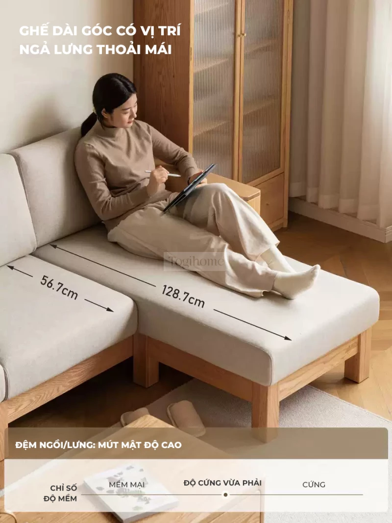 Sofa Phòng Khách Gỗ Tự Nhiên Hiện Đại Togismart M84 nổi bật với thiết kế hiện đại, sử dụng gỗ tự nhiên cao cấp, đệm ngồi dày dặn, êm ái. Kiểu dáng tối giản, phù hợp nhiều không gian sống. Lựa chọn lý tưởng cho phòng khách sang trọng, giúp nâng tầm thẩm mỹ và tiện nghi cho ngôi nhà.