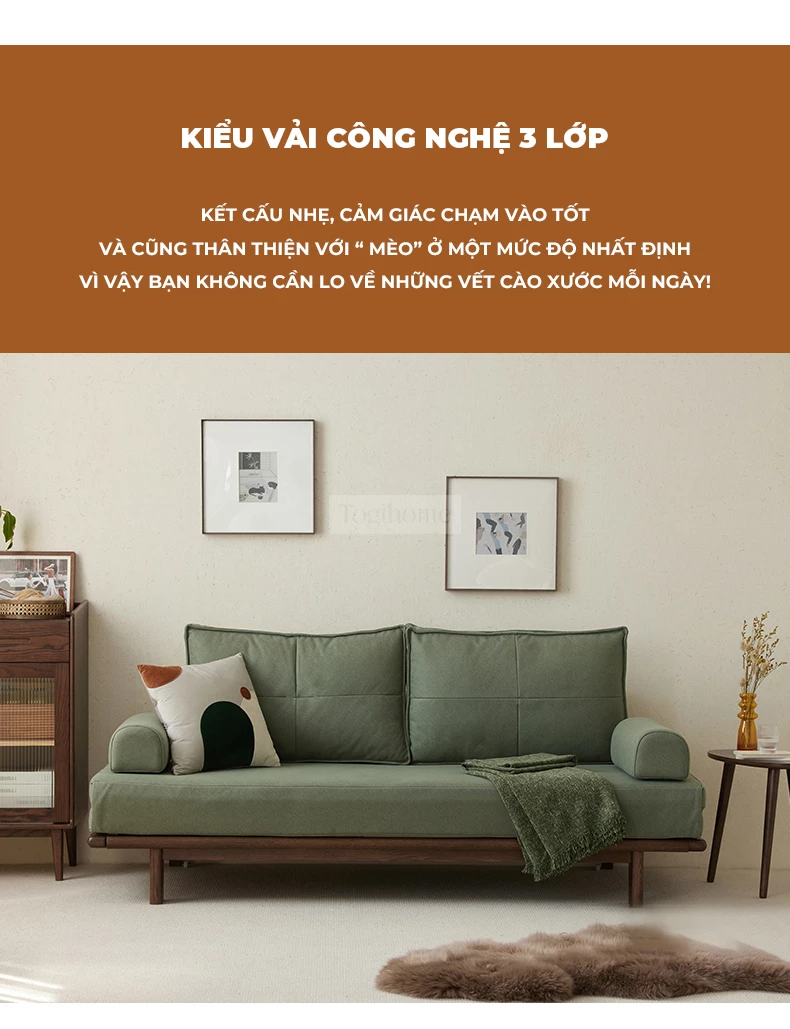 Sofa Phòng Khách Gỗ Tự Nhiên Hiện Đại Togismart M86 được thiết kế tinh tế, khung gỗ bền chắc, đệm ngồi êm ái. Kiểu dáng tối giản, sang trọng, dễ kết hợp với nhiều phong cách nội thất, mang đến không gian tiếp khách hiện đại và thoải mái.