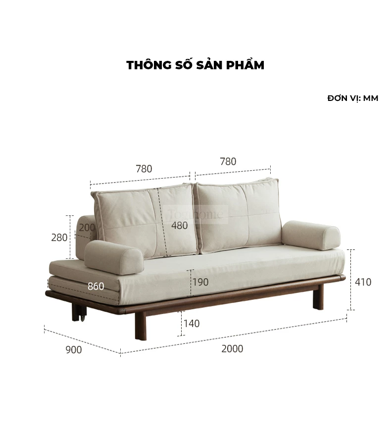 Sofa Phòng Khách Gỗ Tự Nhiên Hiện Đại Togismart M86 được thiết kế tinh tế, khung gỗ bền chắc, đệm ngồi êm ái. Kiểu dáng tối giản, sang trọng, dễ kết hợp với nhiều phong cách nội thất, mang đến không gian tiếp khách hiện đại và thoải mái.