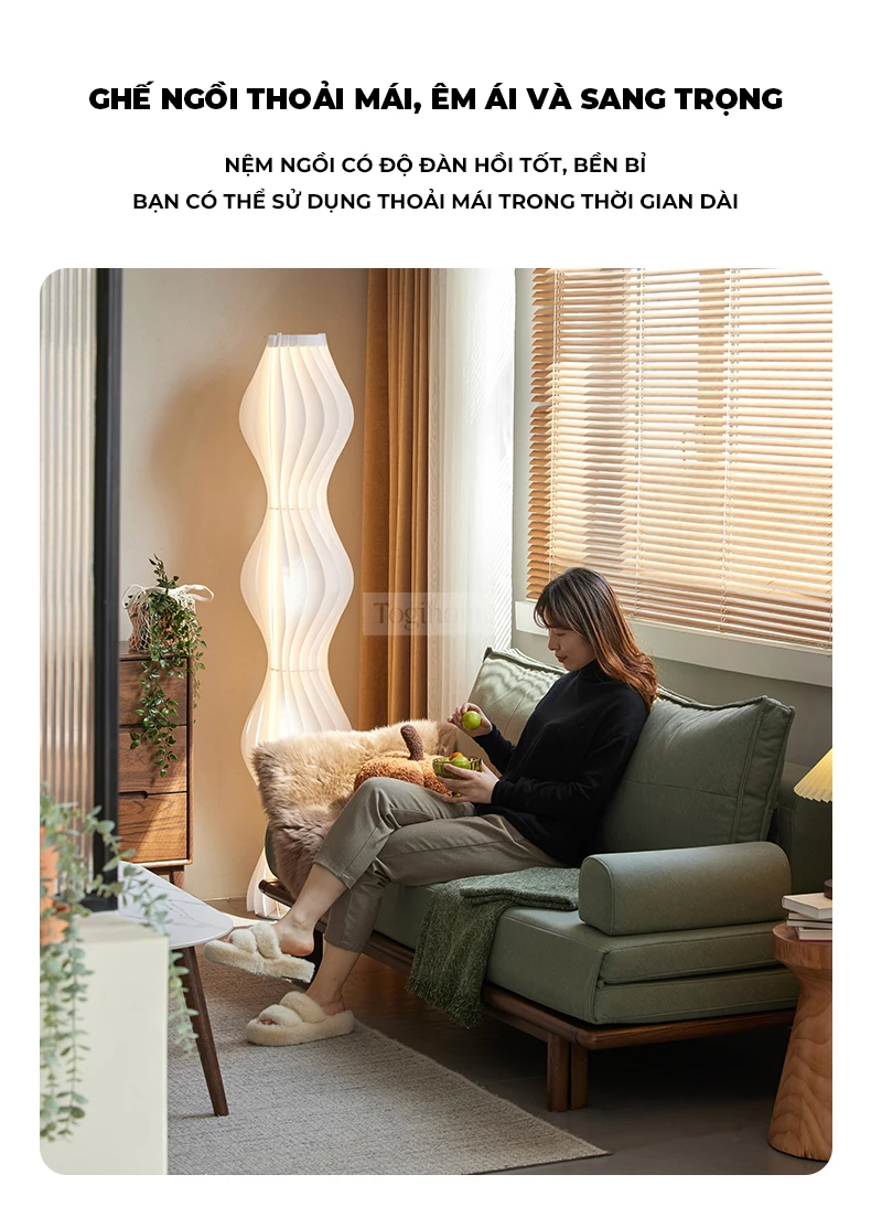 Sofa Phòng Khách Gỗ Tự Nhiên Hiện Đại Togismart M86 được thiết kế tinh tế, khung gỗ bền chắc, đệm ngồi êm ái. Kiểu dáng tối giản, sang trọng, dễ kết hợp với nhiều phong cách nội thất, mang đến không gian tiếp khách hiện đại và thoải mái.