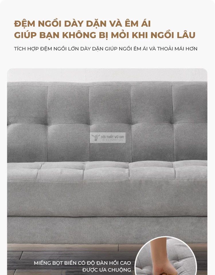 Sofa phòng khách phong cách tối giản SB20 sử dụng nệm cao cấp, êm ái
