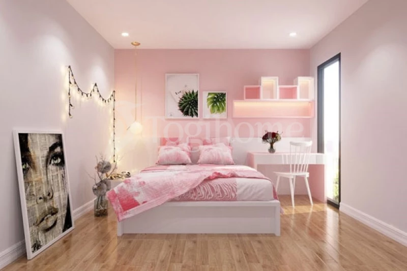 Sơn phòng ngủ bằng sắc hồng ngọt ngào