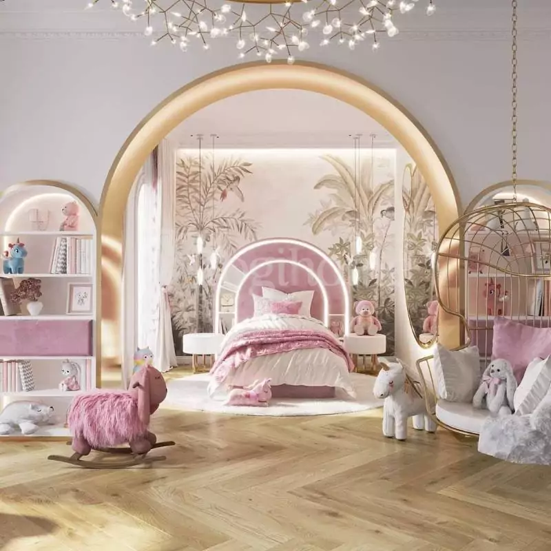 Thiết kế nội thất phòng ngủ cho bé gái gần gũi thiên nhiên
