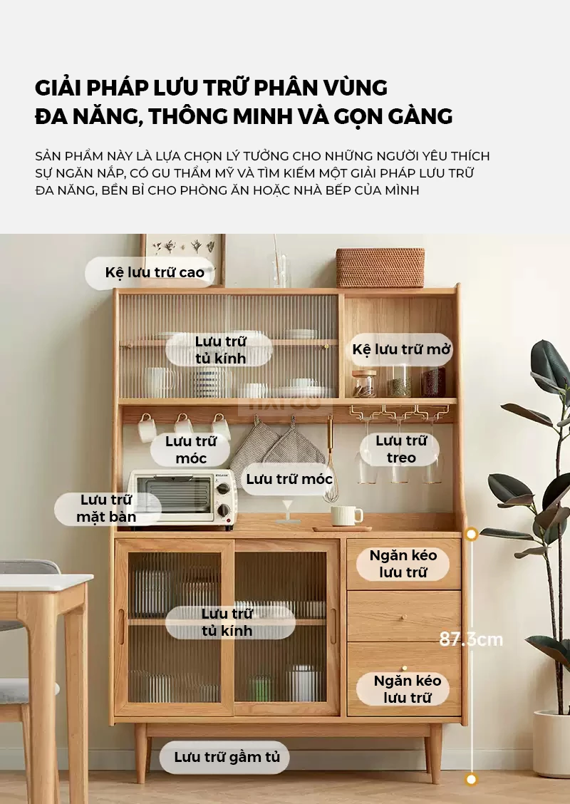 Tủ Bếp Đa Năng Gỗ Tự Nhiên Haigo KC392