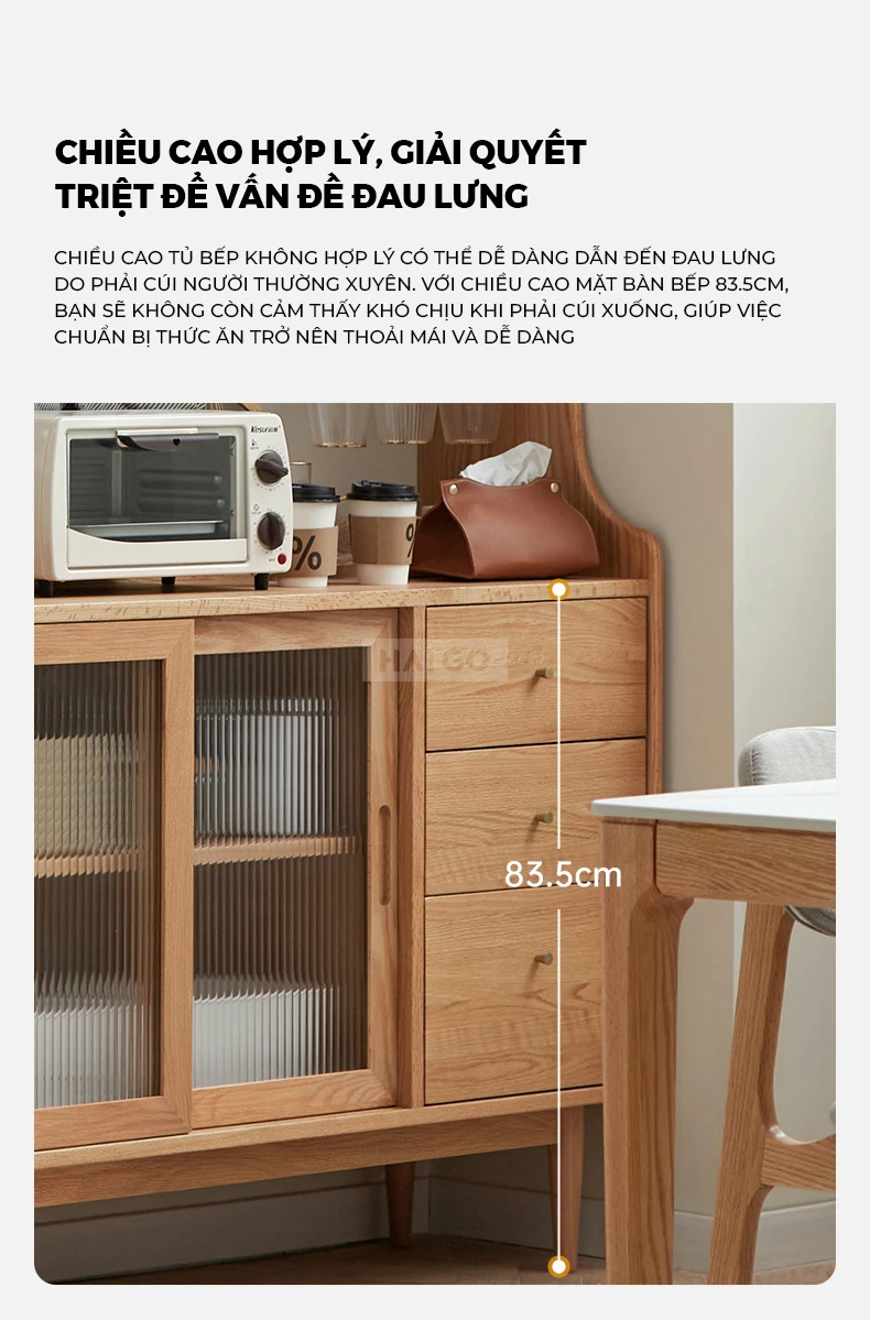 Tủ Bếp Đa Năng Gỗ Tự Nhiên Haigo KC392