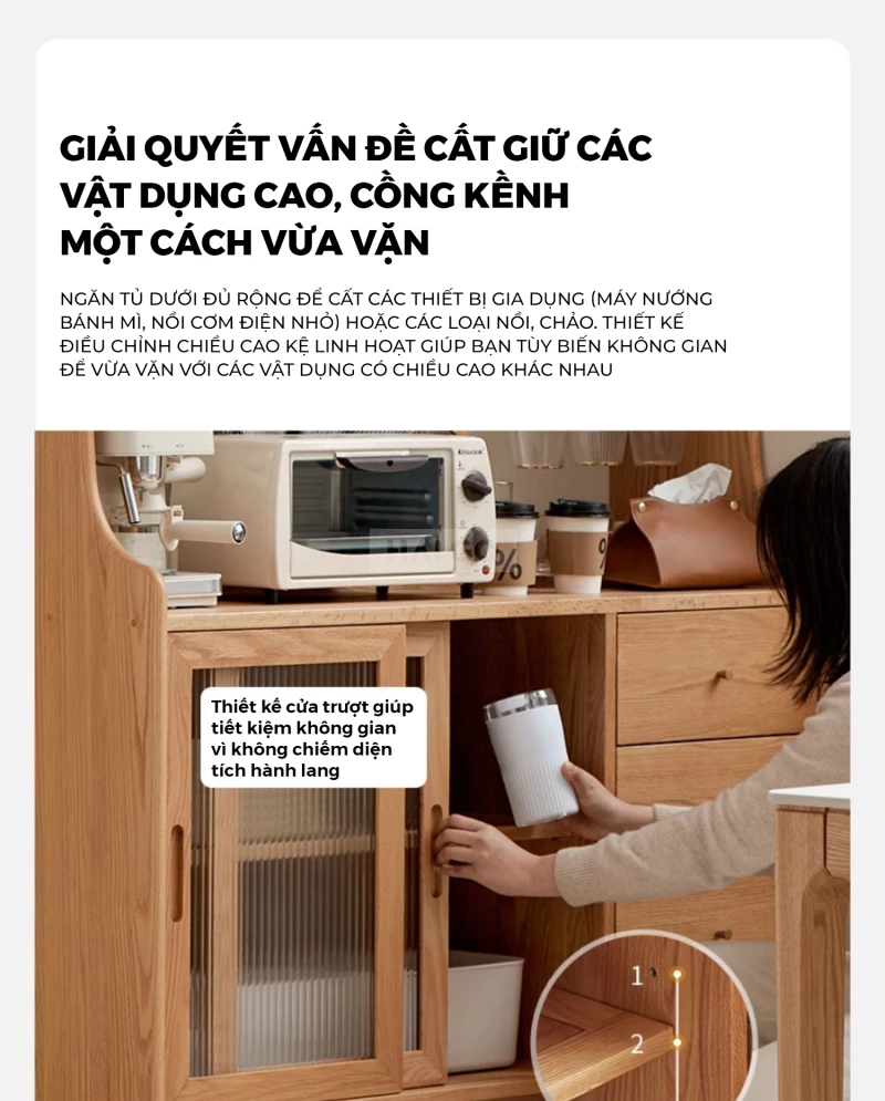 Tủ Bếp Đa Năng Gỗ Tự Nhiên Haigo KC392