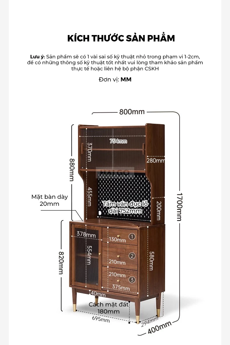 Tủ Bếp Gỗ Tự Nhi&ecirc;n Đa Năng Haigo KC395