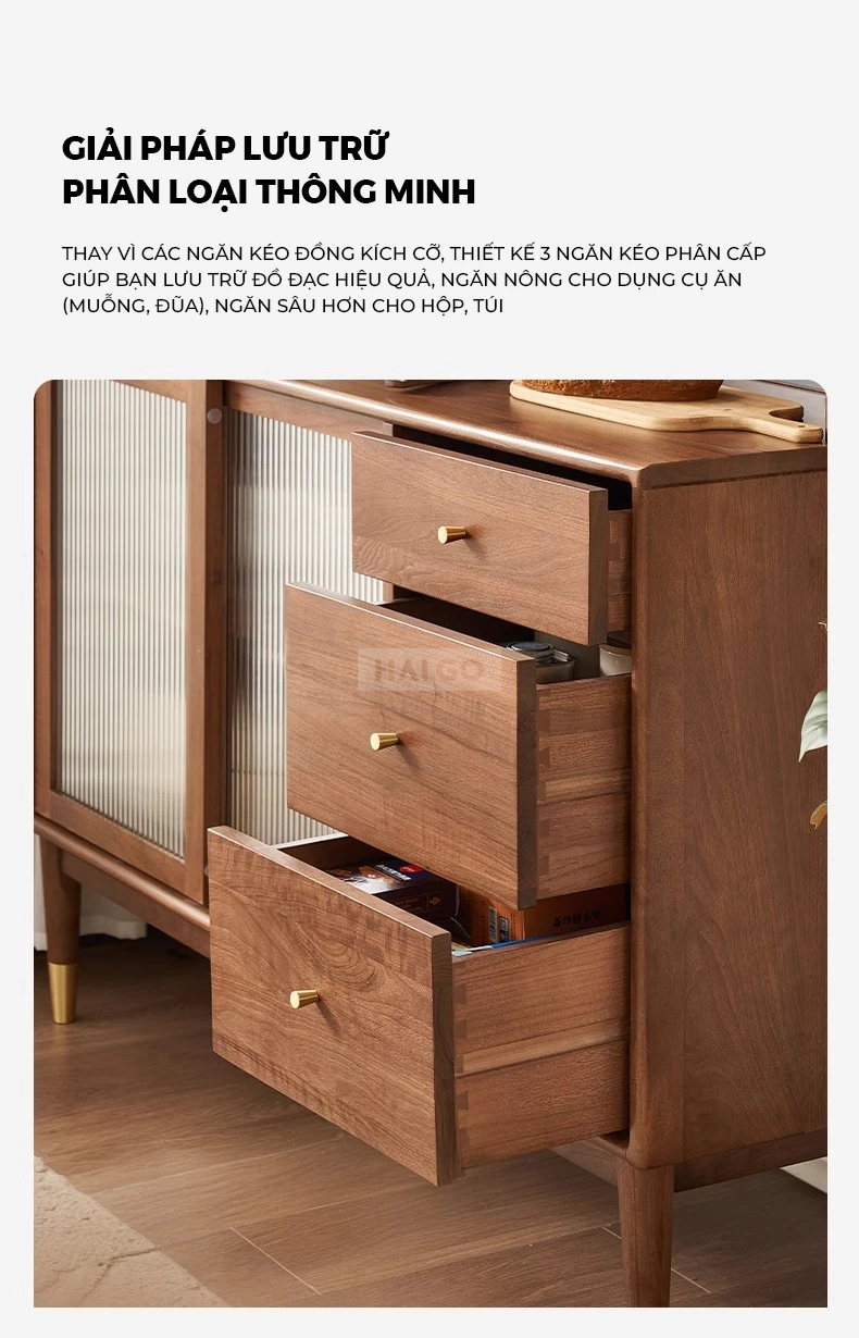 Tủ Bếp Gỗ Tự Nhi&ecirc;n Đa Năng Haigo KC395