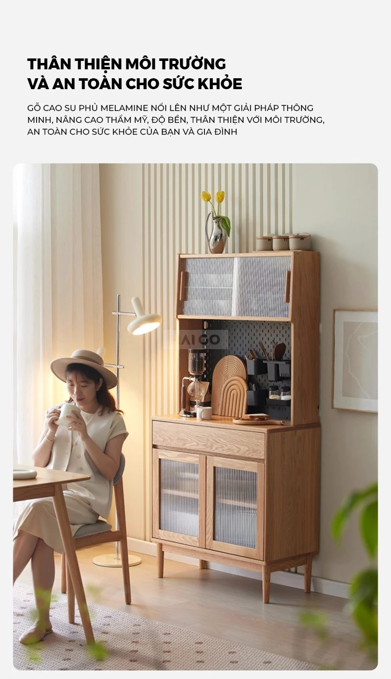 Tủ Bếp Hiện Đại Gỗ Tự Nhiên Haigo KC393