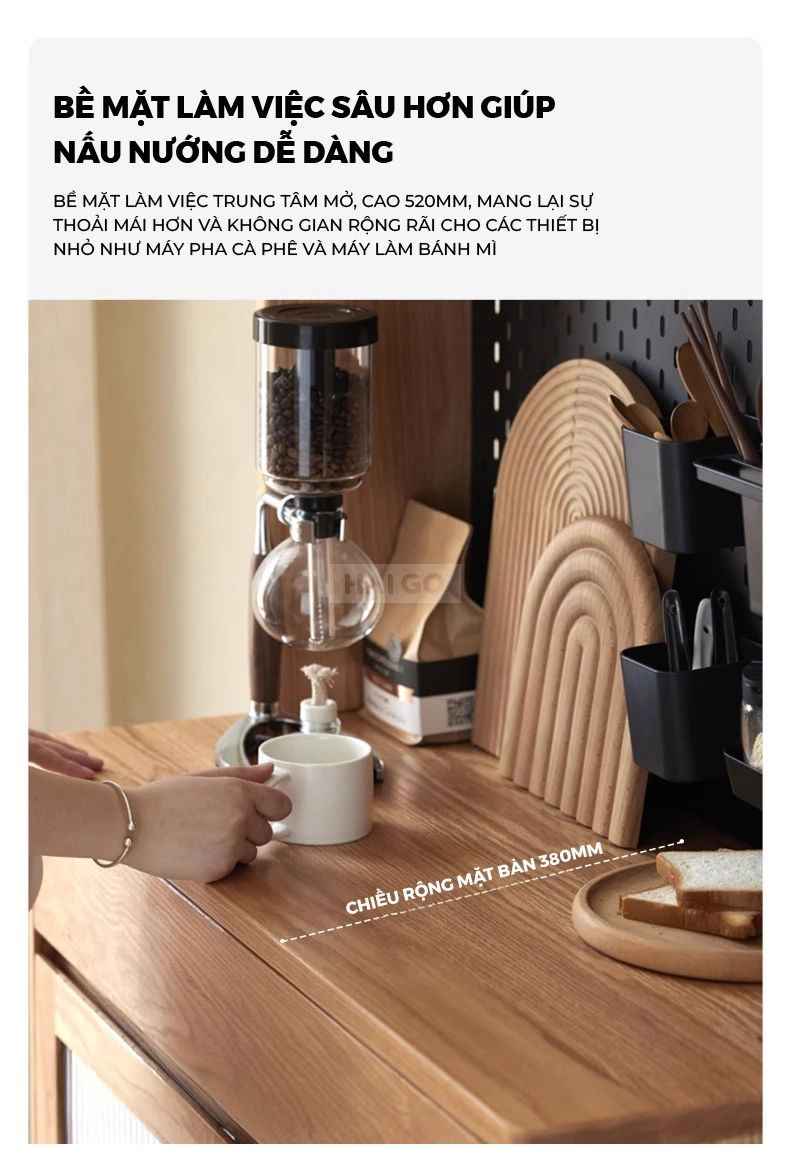 Tủ Bếp Hiện Đại Gỗ Tự Nhiên Haigo KC393