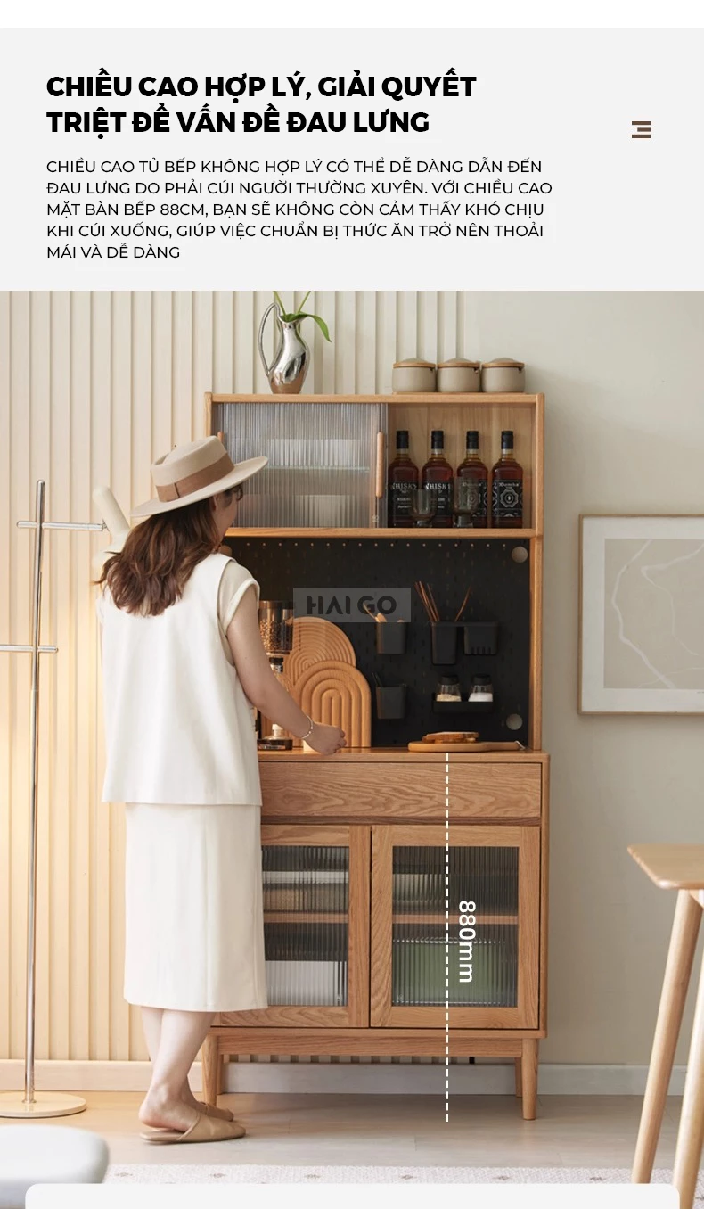 Tủ Bếp Hiện Đại Gỗ Tự Nhiên Haigo KC393