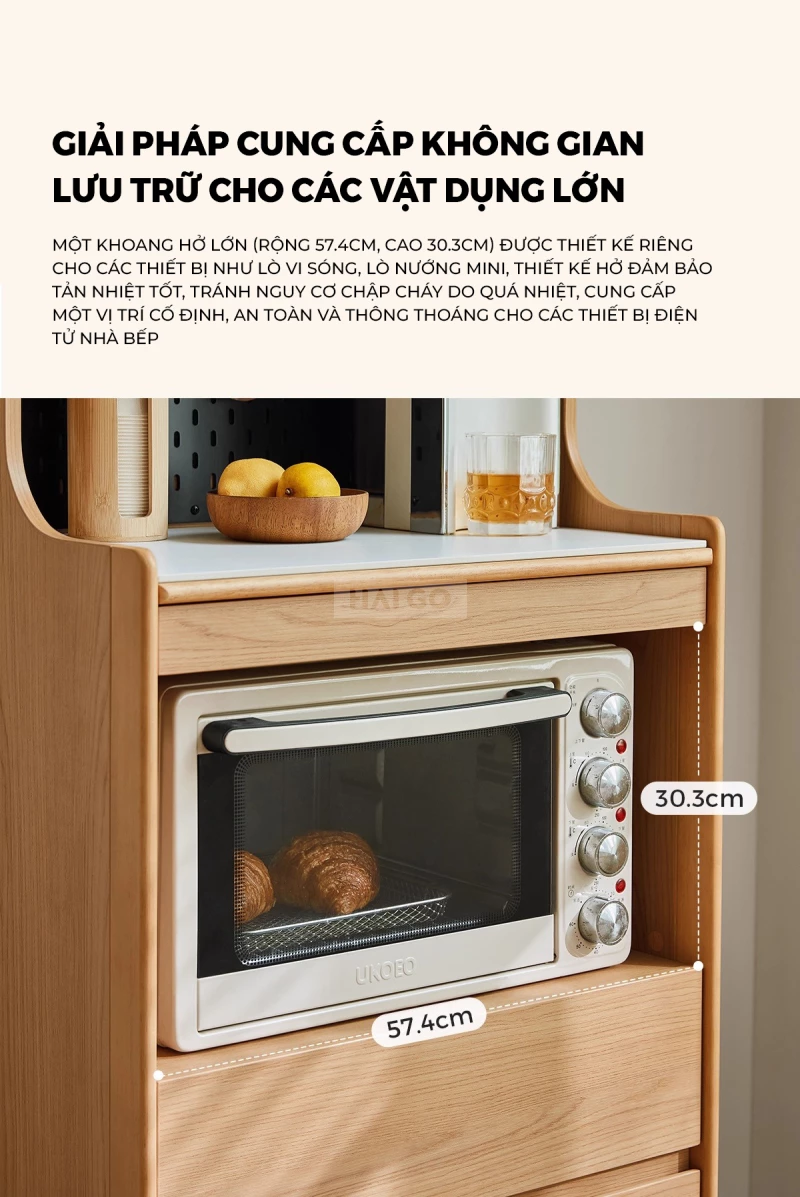 Tủ Bếp Hiện Đại T&iacute;ch Hợp Đa Năng Gỗ Tự Nhi&ecirc;n Haigo KC396