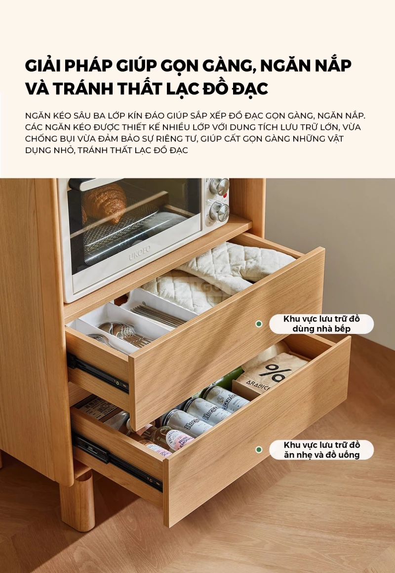 Tủ Bếp Hiện Đại T&iacute;ch Hợp Đa Năng Gỗ Tự Nhi&ecirc;n Haigo KC396