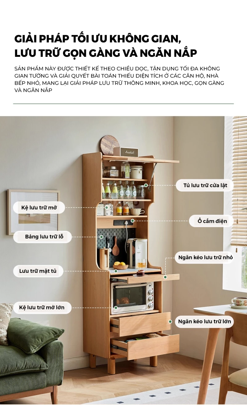 Tủ Bếp Hiện Đại T&iacute;ch Hợp Đa Năng Gỗ Tự Nhi&ecirc;n Haigo KC396
