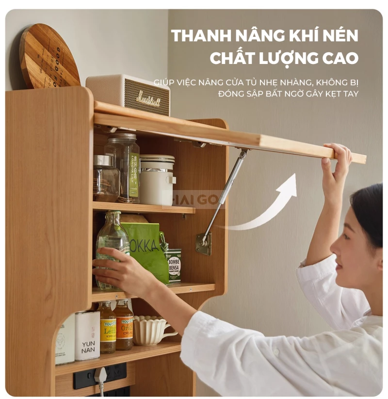 Tủ Bếp Hiện Đại T&iacute;ch Hợp Đa Năng Gỗ Tự Nhi&ecirc;n Haigo KC396