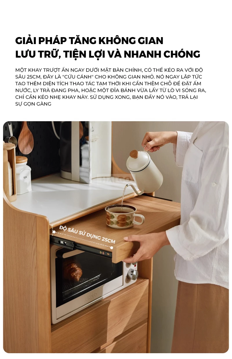 Tủ Bếp Hiện Đại T&iacute;ch Hợp Đa Năng Gỗ Tự Nhi&ecirc;n Haigo KC396