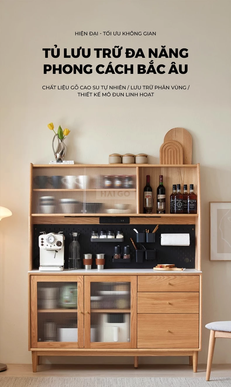 Tủ Bếp Tối Ưu Không Gian Gỗ Tự Nhiên Haigo KC394