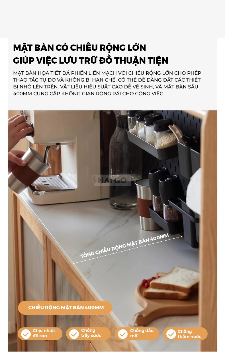 Tủ Bếp Tối Ưu Không Gian Gỗ Tự Nhiên Haigo KC394