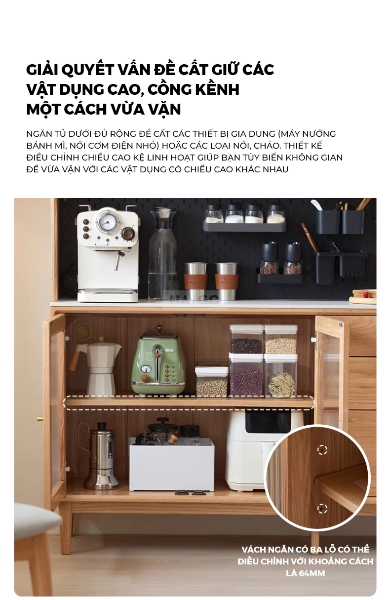 Tủ Bếp Tối Ưu Không Gian Gỗ Tự Nhiên Haigo KC394