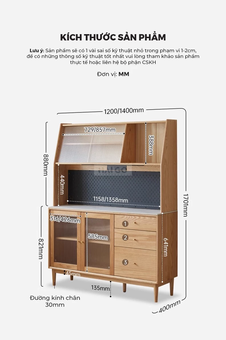 Tủ Bếp Tối Ưu Không Gian Gỗ Tự Nhiên Haigo KC394