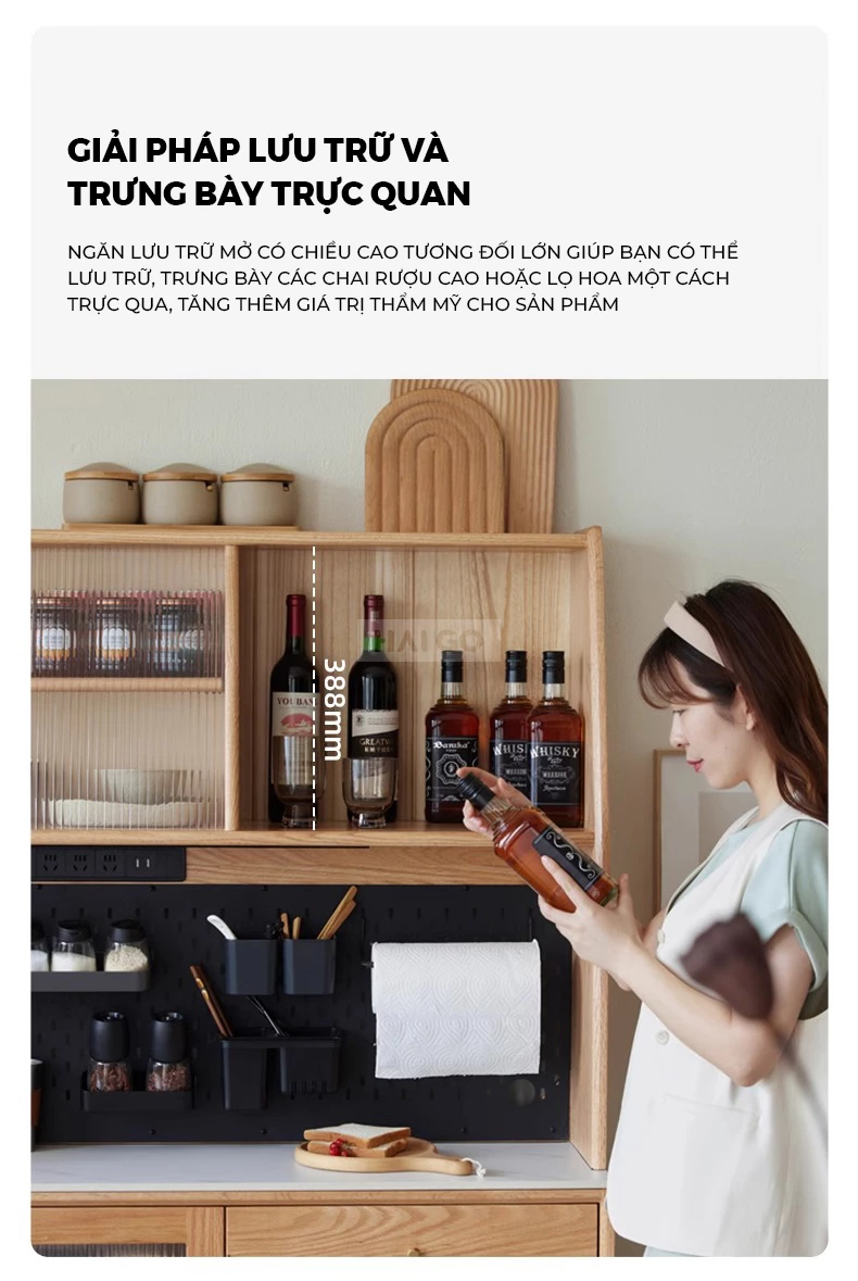Tủ Bếp Tối Ưu Không Gian Gỗ Tự Nhiên Haigo KC394