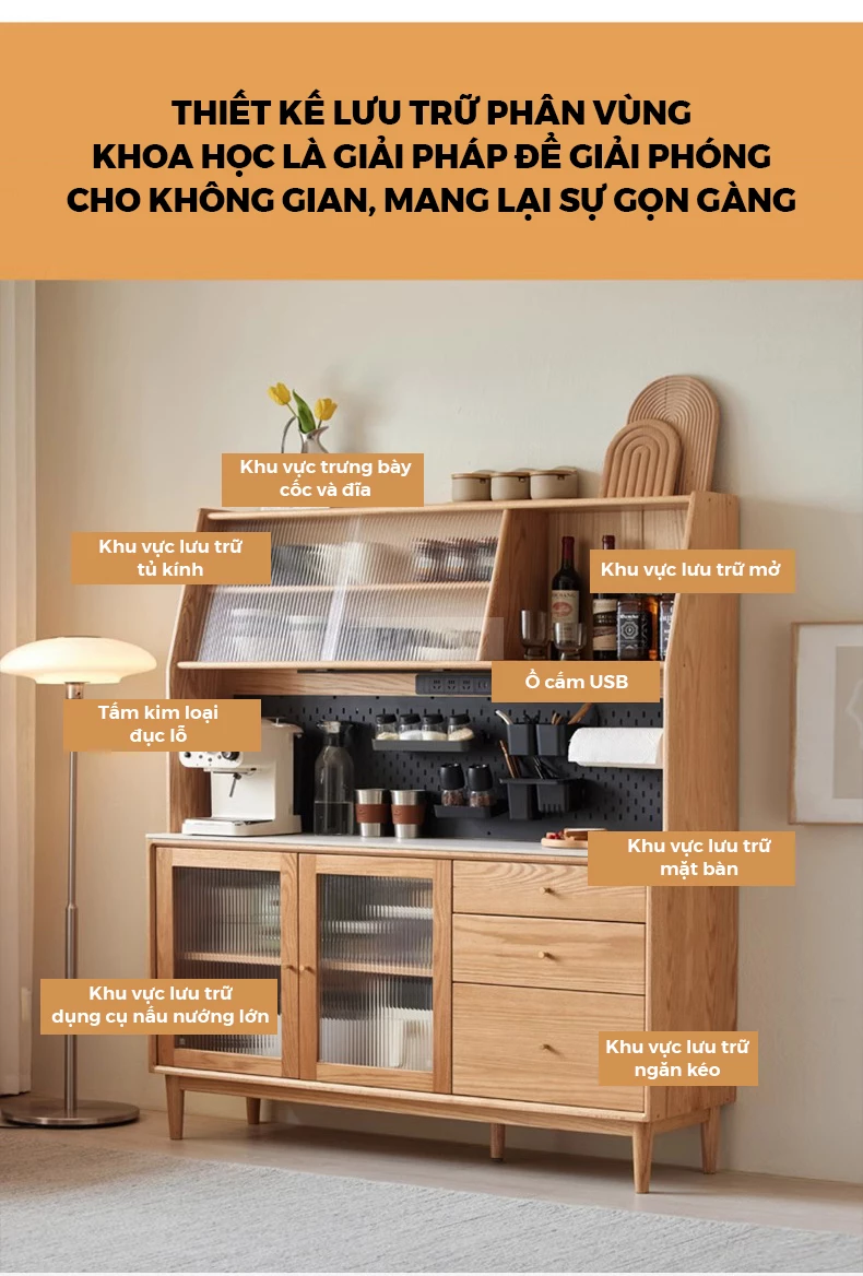 Tủ Bếp Tối Ưu Không Gian Gỗ Tự Nhiên Haigo KC394