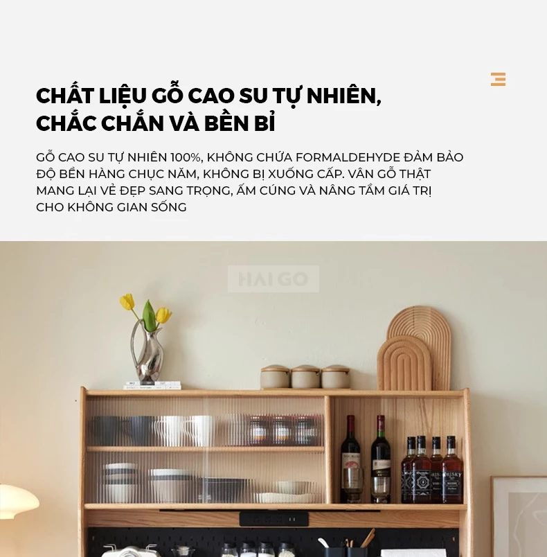 Tủ Bếp Tối Ưu Không Gian Gỗ Tự Nhiên Haigo KC394