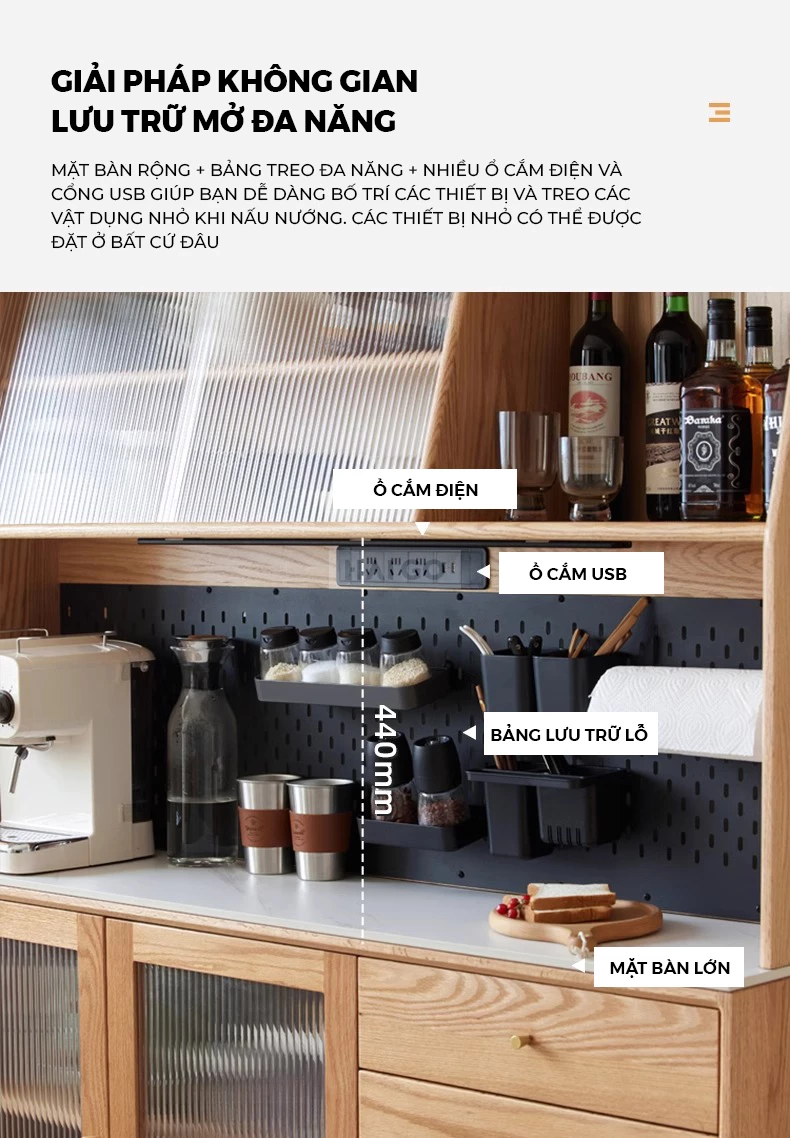 Tủ Bếp Tối Ưu Không Gian Gỗ Tự Nhiên Haigo KC394