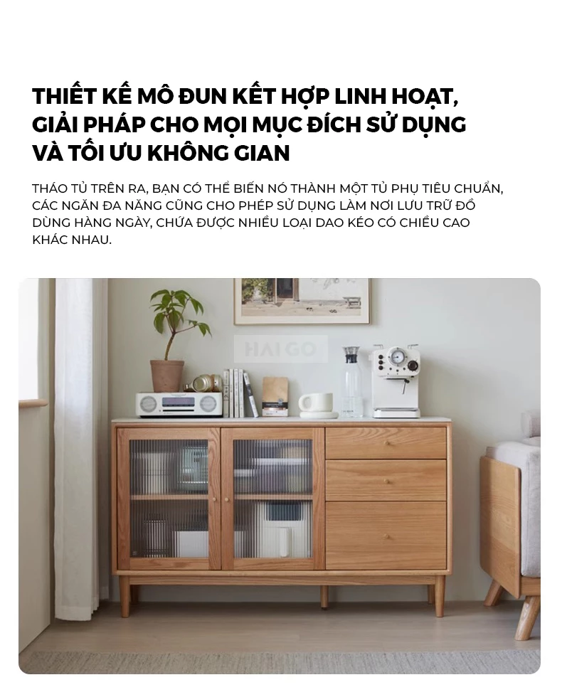 Tủ Bếp Tối Ưu Không Gian Gỗ Tự Nhiên Haigo KC394