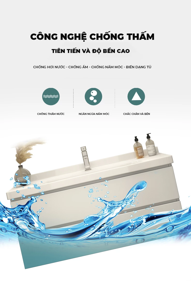 Tủ chậu lavabo phòng tắm cao cấp BT07 sử dụng công nghệ chống thấm cao cấp