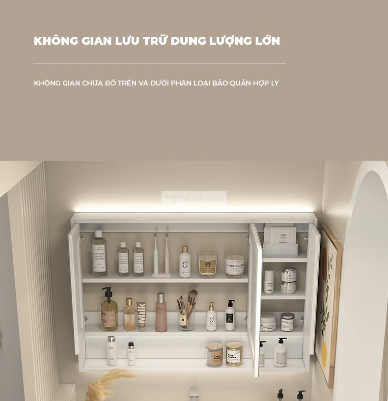 không gian lưu trữ lớn của Tủ chậu lavabo phòng tắm cao cấp BT07