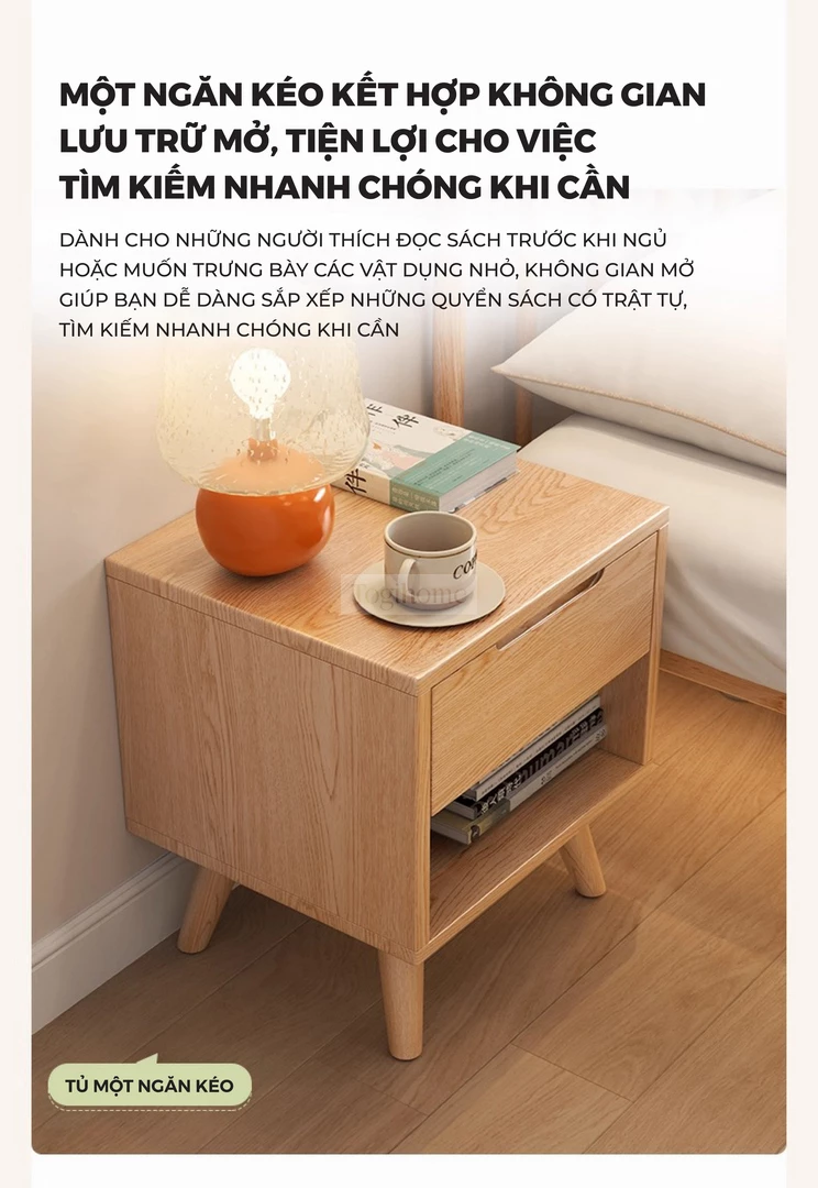 Tủ Đầu Giường Gỗ Tự Nhiên CV023 với thiết kế tiện lợi dễ dàng cho việc tìm kiếm.