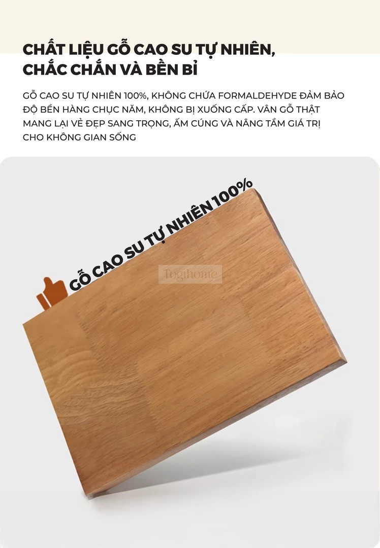 Tủ Đầu Giường Gỗ Tự Nhiên CV092 chất liệu gỗ cao su tự nhiên mang đến tuổi thọ cao cho sản phẩm.