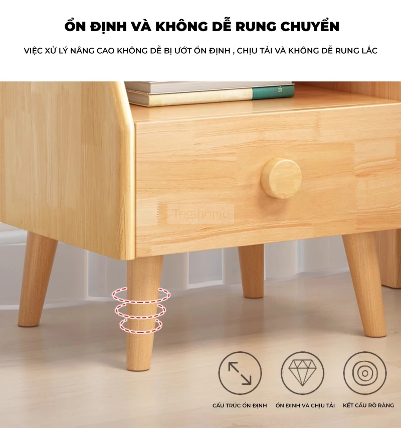 Tủ Đầu Giường Gỗ Tự Nhiên TDG 202 – Thiết Kế Hiện Đại, Chân Cao, Tối Ưu Không Gian Sống Tủ đầu giường TDG 202 là lựa chọn lý tưởng cho những ai yêu thích phong cách hiện đại, tối giản và tiện nghi. Sản phẩm được chế tác từ gỗ tự nhiên nguyên khối, đảm bảo độ bền vượt trội theo thời gian và thân thiện với sức khỏe người dùng.