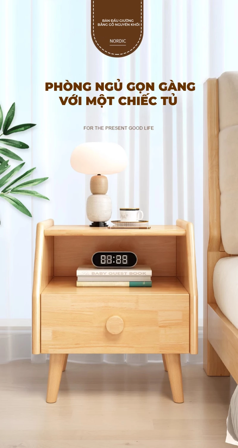 Tủ Đầu Giường Gỗ Tự Nhiên TDG 202 – Thiết Kế Hiện Đại, Chân Cao, Tối Ưu Không Gian Sống Tủ đầu giường TDG 202 là lựa chọn lý tưởng cho những ai yêu thích phong cách hiện đại, tối giản và tiện nghi. Sản phẩm được chế tác từ gỗ tự nhiên nguyên khối, đảm bảo độ bền vượt trội theo thời gian và thân thiện với sức khỏe người dùng.