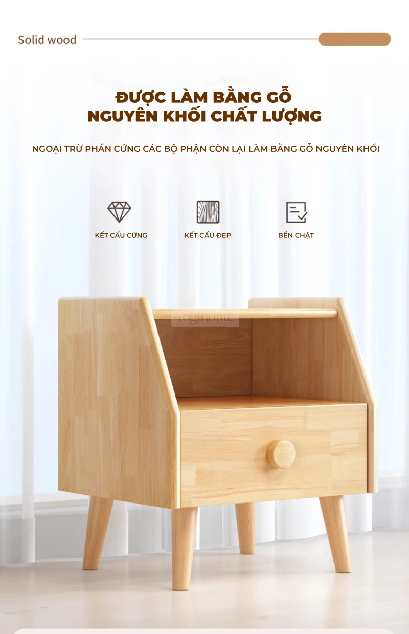 Tủ Đầu Giường Gỗ Tự Nhiên TDG 202 – Thiết Kế Hiện Đại, Chân Cao, Tối Ưu Không Gian Sống Tủ đầu giường TDG 202 là lựa chọn lý tưởng cho những ai yêu thích phong cách hiện đại, tối giản và tiện nghi. Sản phẩm được chế tác từ gỗ tự nhiên nguyên khối, đảm bảo độ bền vượt trội theo thời gian và thân thiện với sức khỏe người dùng.