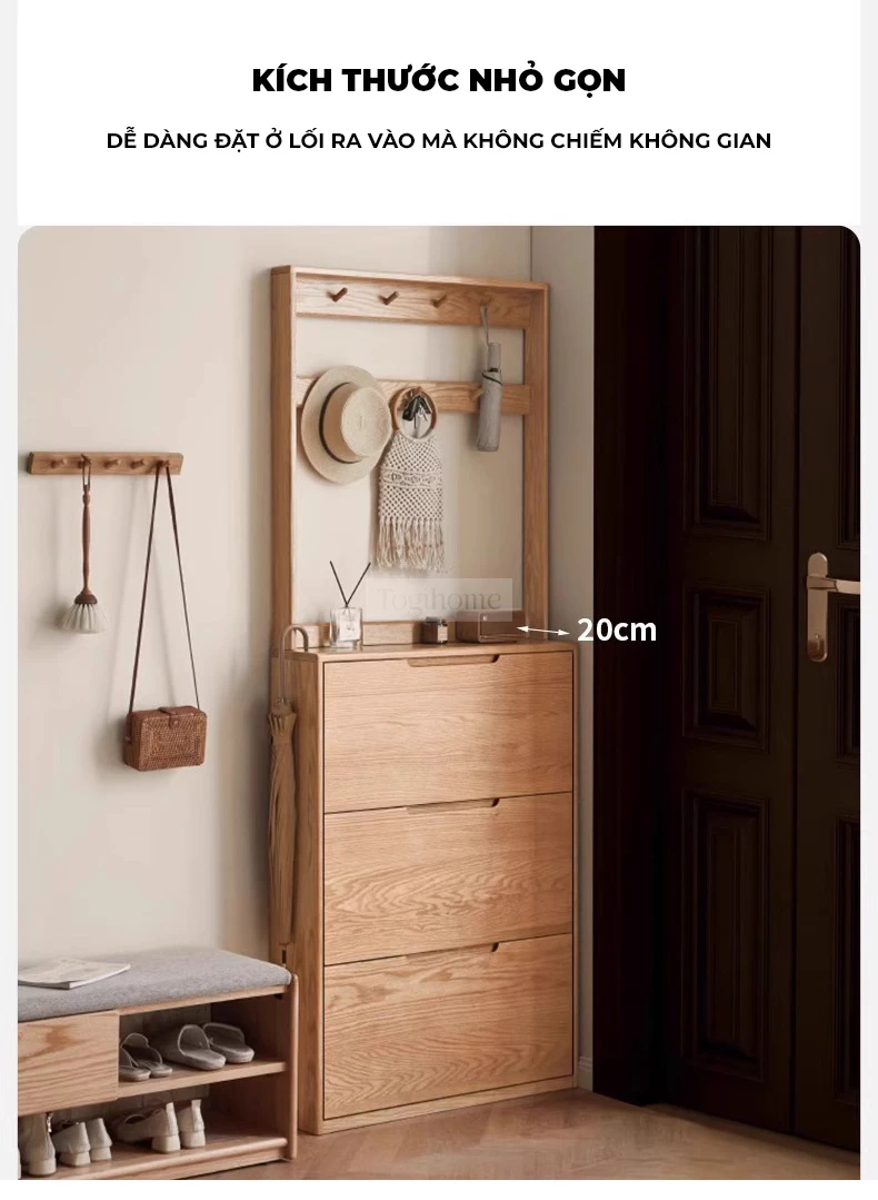Tủ Để Giày Gỗ Tự Nhiên Cao Cấp Togismart TDG 112 thiết kế hiện đại, sang trọng, phù hợp nhiều không gian sống. Chất liệu gỗ tự nhiên bền chắc, chống cong vênh, giúp bảo quản giày dép gọn gàng, ngăn nắp. Sản phẩm vừa tiện dụng vừa tạo điểm nhấn tinh tế cho ngôi nhà.